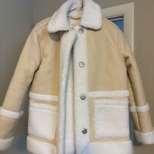 Avec Les Filles Faux Sherpa Biker Coat - XS